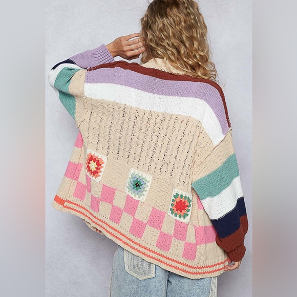 POL Pol Almond Multi Crochet Cardigan - Picture 3 of 3